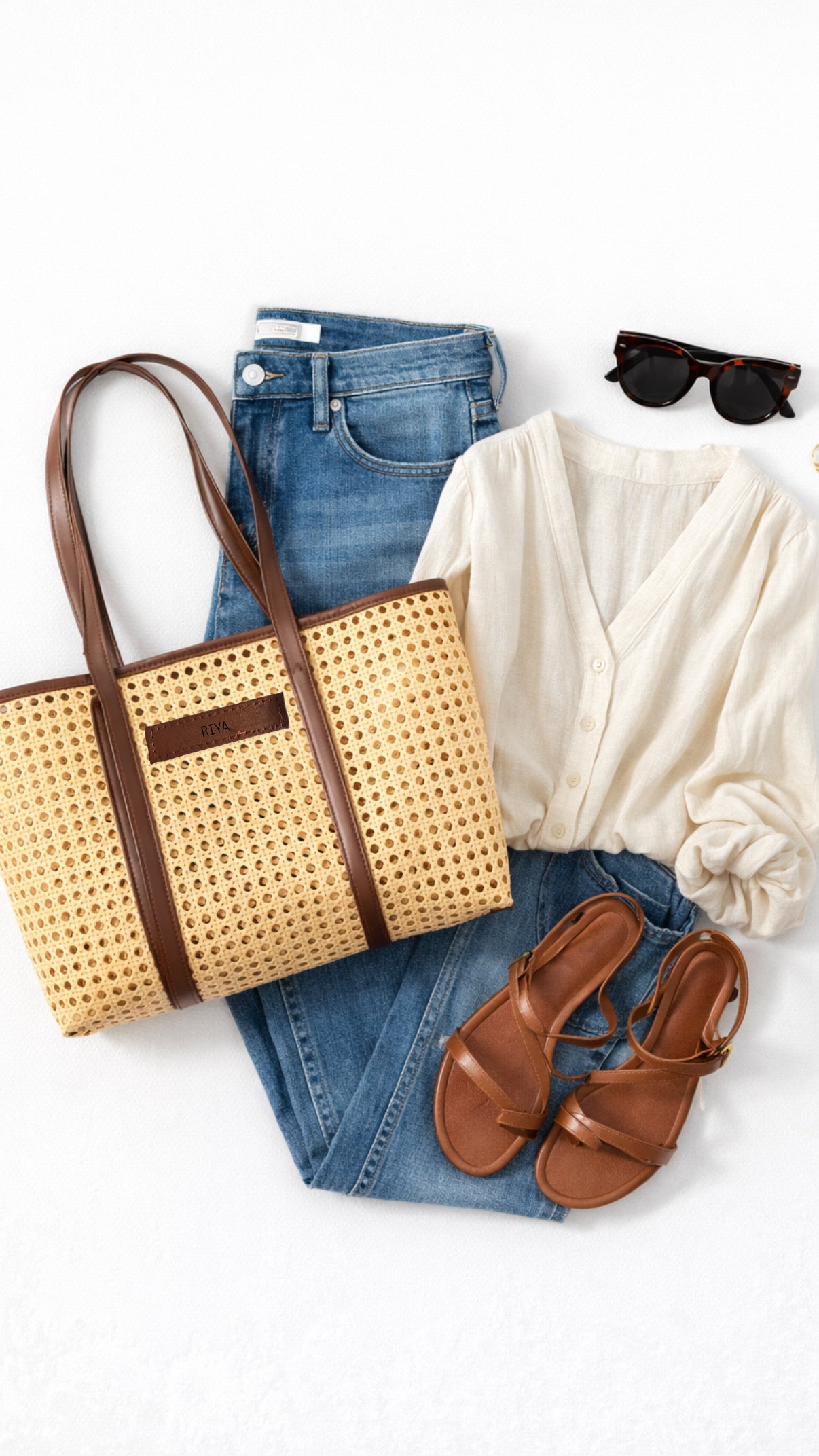 Amalfi Cane Tote- Handwoven cane shoulder bag