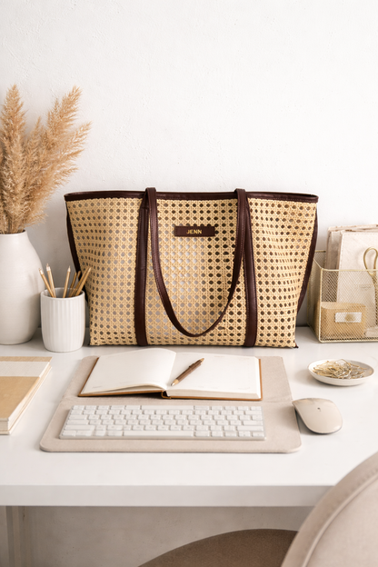 Amalfi Cane Tote- Handwoven cane shoulder bag