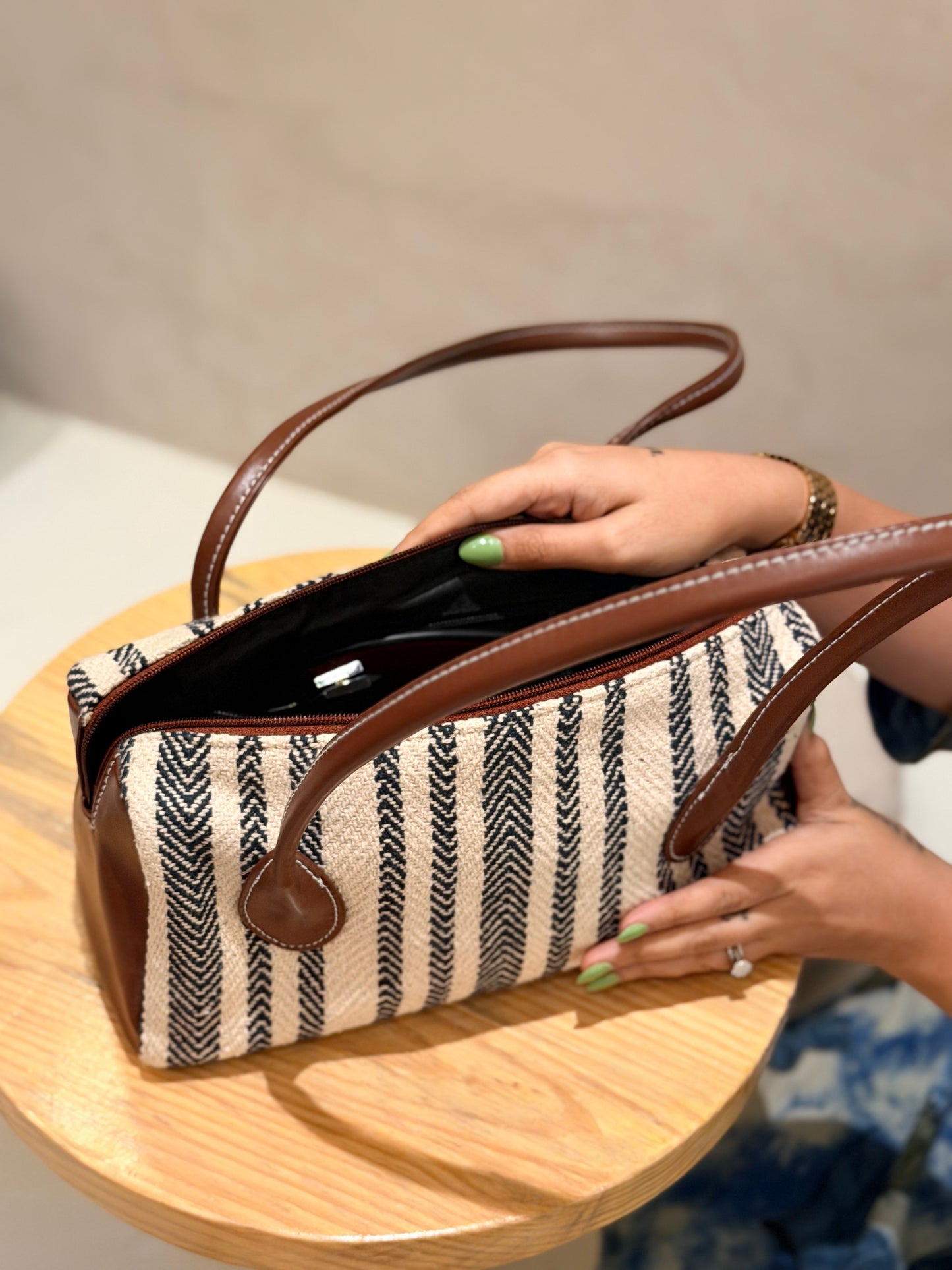 The Capri Carry Bag -Striped woven everyday carry